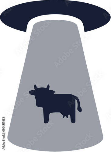 Simple Flat Alien Abduction of Cow Illustration Space Exploration Icon