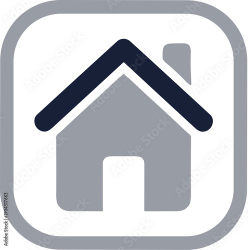 Simple Minimalist House Icon with Rounded Square Frame in Gray