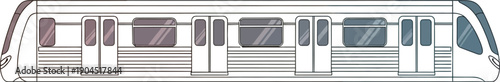 Modern subway train illustration on a plain background, public transport