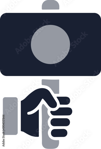Minimalist Silhouette Hand Holding Protest Sign Campaign Icon Design