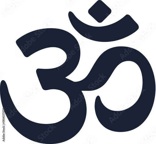 Minimalist Flat Style Om Symbol Spirituality Illustration on White Background