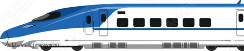Blue and White Bullet Train on a Plain Background, Transportation Concept