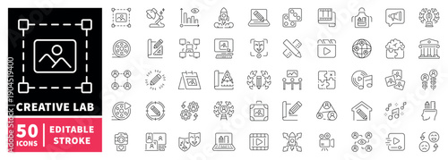 Creative lab editable line icons set. art, media, design symbols