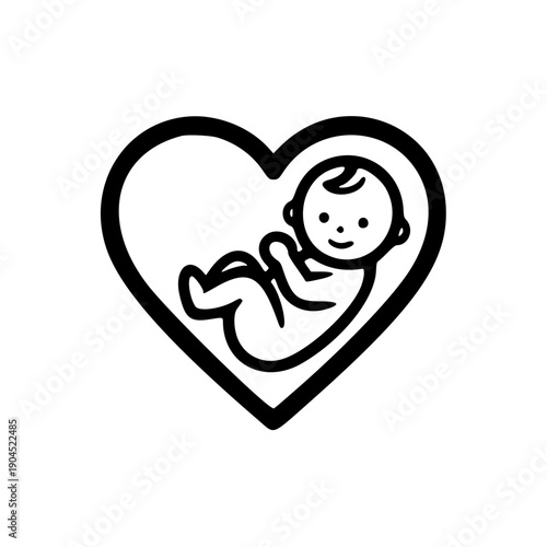 Sweet Baby Fetus in Heart Icon