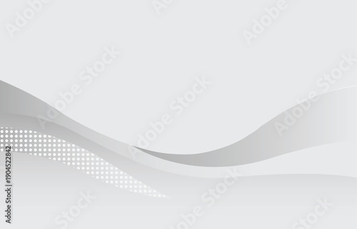 Modern Gray Abstract Design with Smooth Curves and Halftone Dot Elements