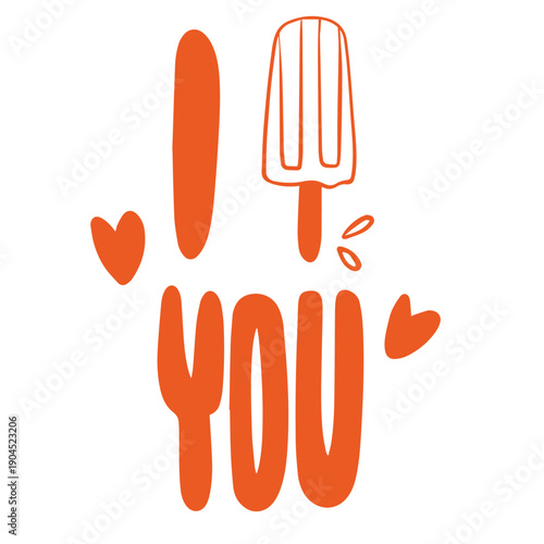 Romantic Ice Cream Love Quote Typography Design for Valentine’s Day Gifts and Social Media