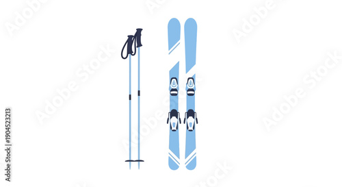Skiing Equipment - Pair of Skis and Poles for Winter Sports