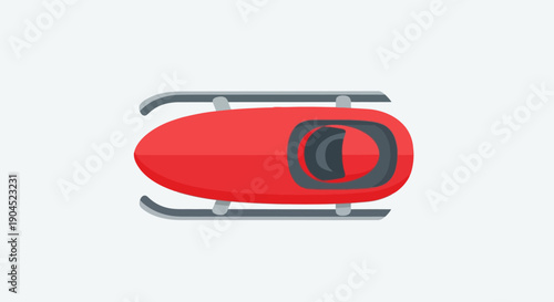 Top view of a red bobsled, an iconic winter sport vehicle for speed and competition on ice tracks