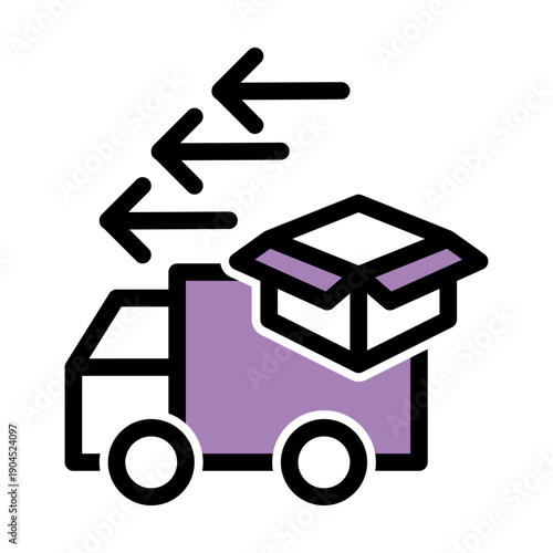 Act of transporting goods to a specified destination, often the final customer (Outline Color Lineal Style)