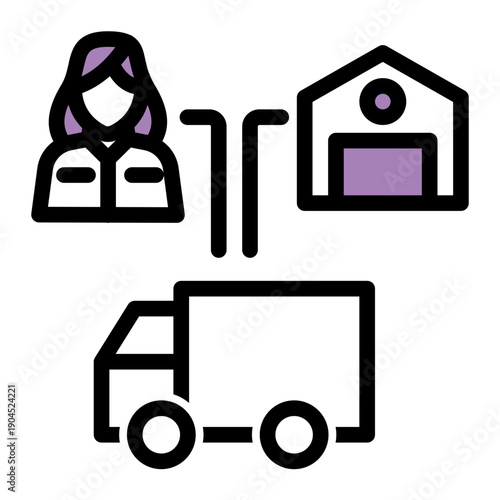 Management of the storage and movement of finished products to the end user (Outline Color Lineal Style)