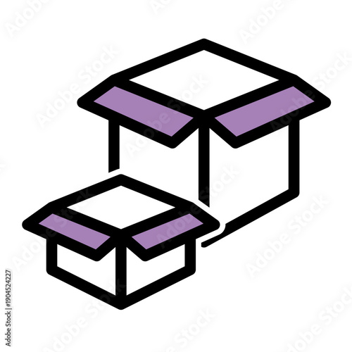 Materials used to wrap, contain, protect, and identify goods during transit and sale (Outline Color Lineal Style)