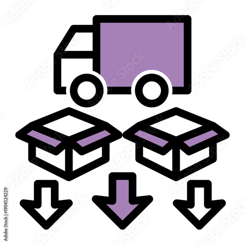 Activity of offloading transported items at their designated receiving point (Outline Color Lineal Style)