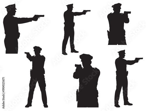 POLICE MAN WITH GUN SILHOUETTE