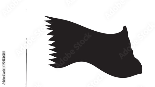 Bahrain Flag Silhouette in Simple Design with Black Color on White Background for National Symbol