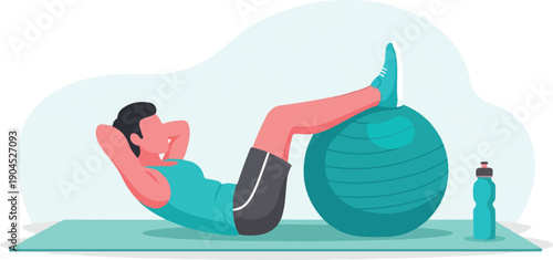 Core Workout: Fitness Exercise Ball Illustration
