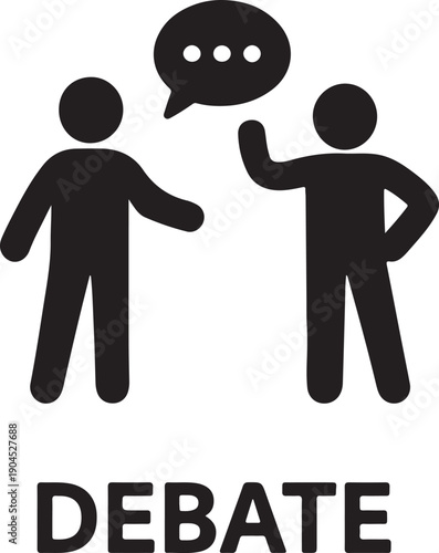 Debate Icon with People and Speech Bubble Silhouette