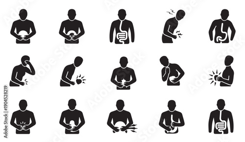 People with stomach ache and various abdominal pain symptoms gastrointestinal illness