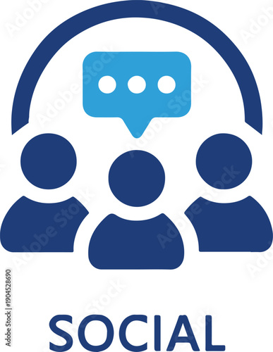 Social Icon with People and Speech Bubble