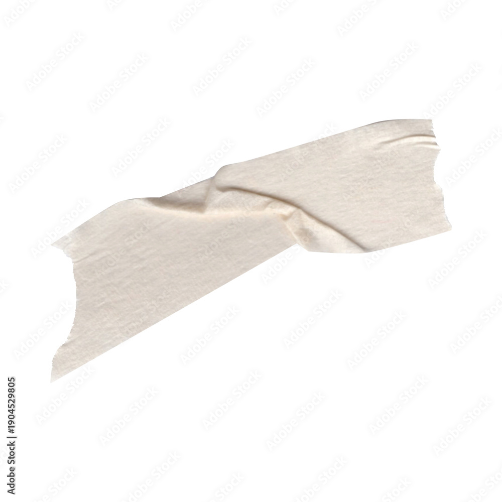 Naklejka premium Diagonal piece of creased masking tape with jagged edges and paper texture isolated on a solid black background