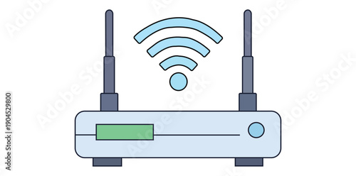Wireless Connectivity: A sleek and modern wireless router, radiating signals, symbolizes seamless digital communication and the interconnected world. 