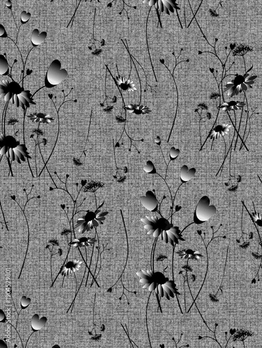 Dark Floral Wallpaper Background – Gothic Black and White Seamless Vintage Pattern | Contemporary Wall Art & Surface Pattern Design