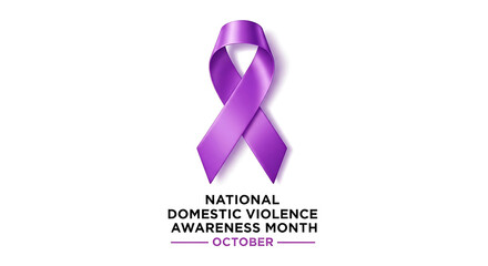 national domestic violence awareness month represented by a purple ribbon symbolizing support and advocacy in october.