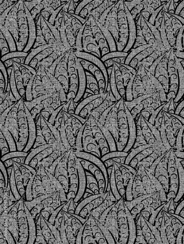 Minimalist Leaf Art Wallpaper – Black and Gray Abstract Floral Background | Modern Interior Texture Design & Contemporary Home Decor