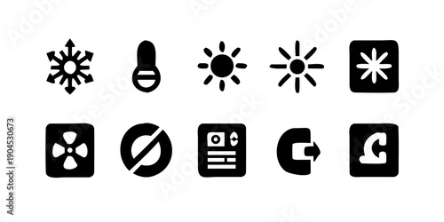 Air Conditioning icon set. Cooling appliance and heating symbol. Vector illustration.