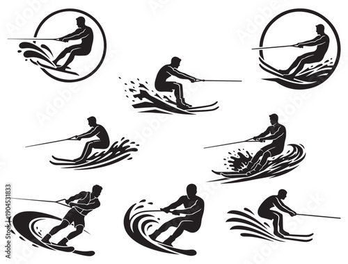 WATER SKI ICON SILHOUETTE