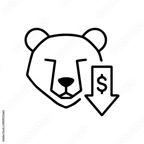 Bear Market Dollar Decline Arrow Icon – Financial Loss Symbol