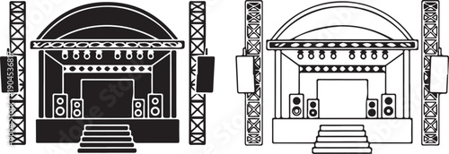 Outdoor Stage Silhouette and Outline concert performance
