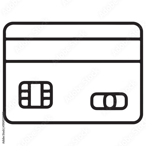 Minimalist credit card line icon representing digital payment methods and financial transactions for e-commerce websites, banking apps, and retail checkout interfaces in a clean vector style.