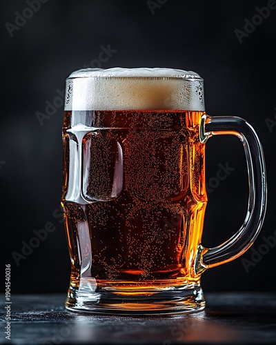 Wallpaper Mural Golden Beer Mug With Refreshing Brew on Dark Textured Surface Torontodigital.ca