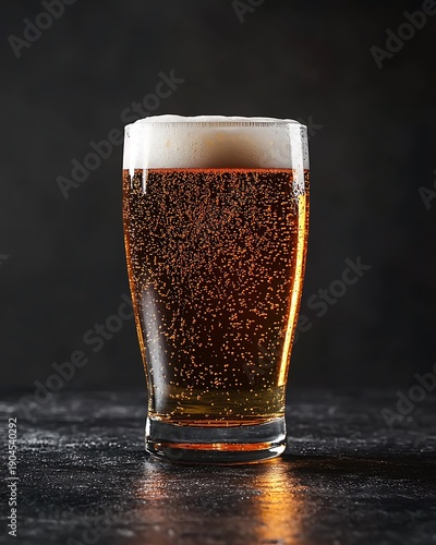 Wallpaper Mural Golden Beer With Frothy Head and Bubbles on Dark Background Torontodigital.ca