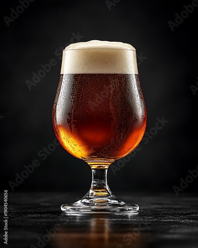 Wallpaper Mural Dark Amber Beer In Condensation Covered Goblet Glass Torontodigital.ca