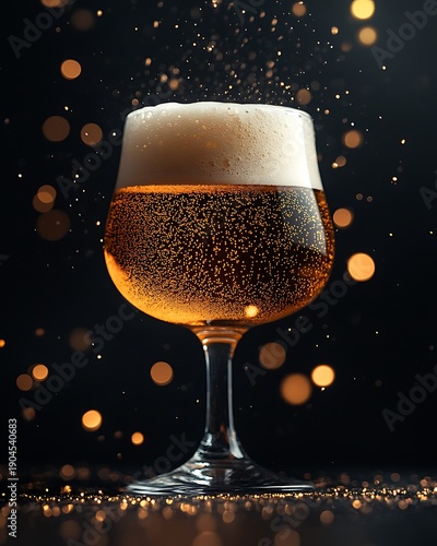 Wallpaper Mural Golden Beer In Goblet With Festive Bokeh Lights Torontodigital.ca