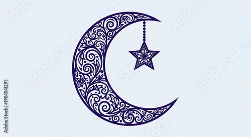 Ramadan crescent moon star symbol.