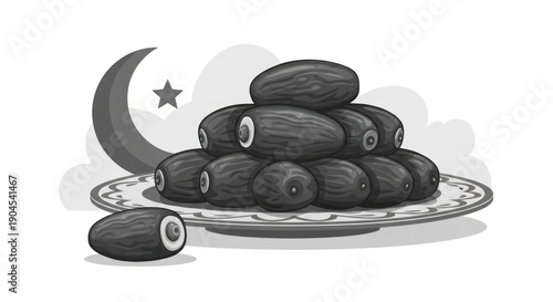 Ramadan food date plate.