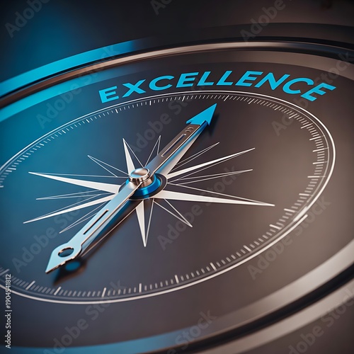 Compass pointing to excellence success direction concept
