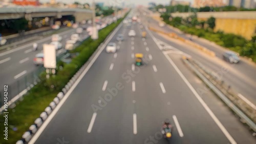 traffic on highway, rush hour in Indian city, view of heavy traffic in Gurugram city