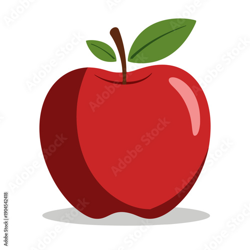 Red Apple Flat Vector Illustration in Clean Illustrator Style