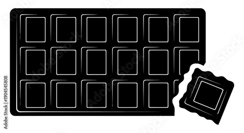 A minimalist vector graphic of a film strip with a detached frame, designed as a flat icon or clipart