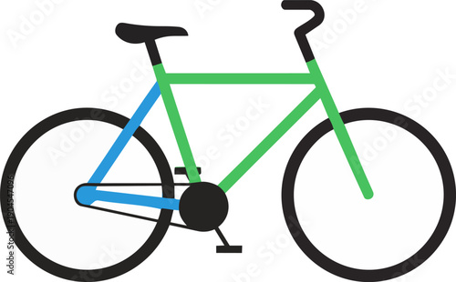 Dynamic and minimalist vector illustration of a two-wheeled bicycle, symbolizing sustainable urban transport, active lifestyle, and eco-friendly mobility solutions with a vibrant design