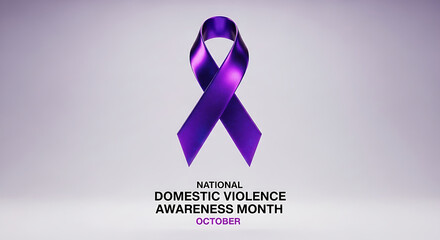 a vibrant purple ribbon symbolizing domestic violence awareness month in october promoting support and advocacy against abuse.
