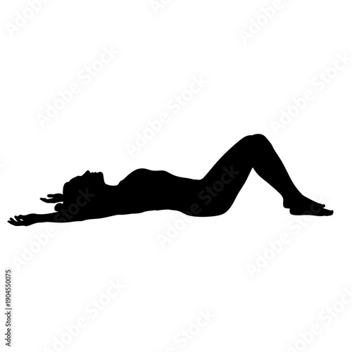 Silhouette of a Woman Lying Down Relaxing.
