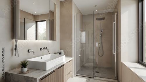 modern bathroom with white tiles