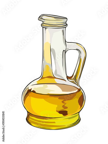 Glass Jug with Olive Oil — Isolated Cooking Oil Illustration