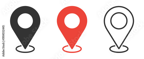 Map Pin Location Icons, Modern Map Markers Vector Illustration on White Background for Navigation, GPS, Web, and Mobile User Interface Design Projects.