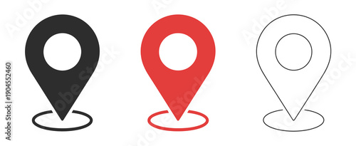 Set of Modern Map Pin Location Icons, Vector Map Markers Isolated on White Background for Digital Maps, Navigation Systems, App Interfaces, and Web Design Graphics.