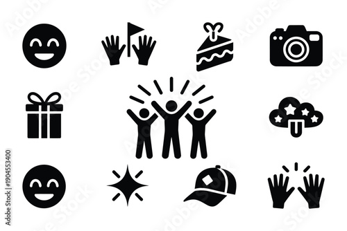 Vector illustration of various celebratory icons for events and achievements